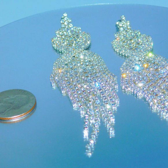 Teardrop Crystal Tassels Dangle Earrings NEW! - Picture 6 of 12